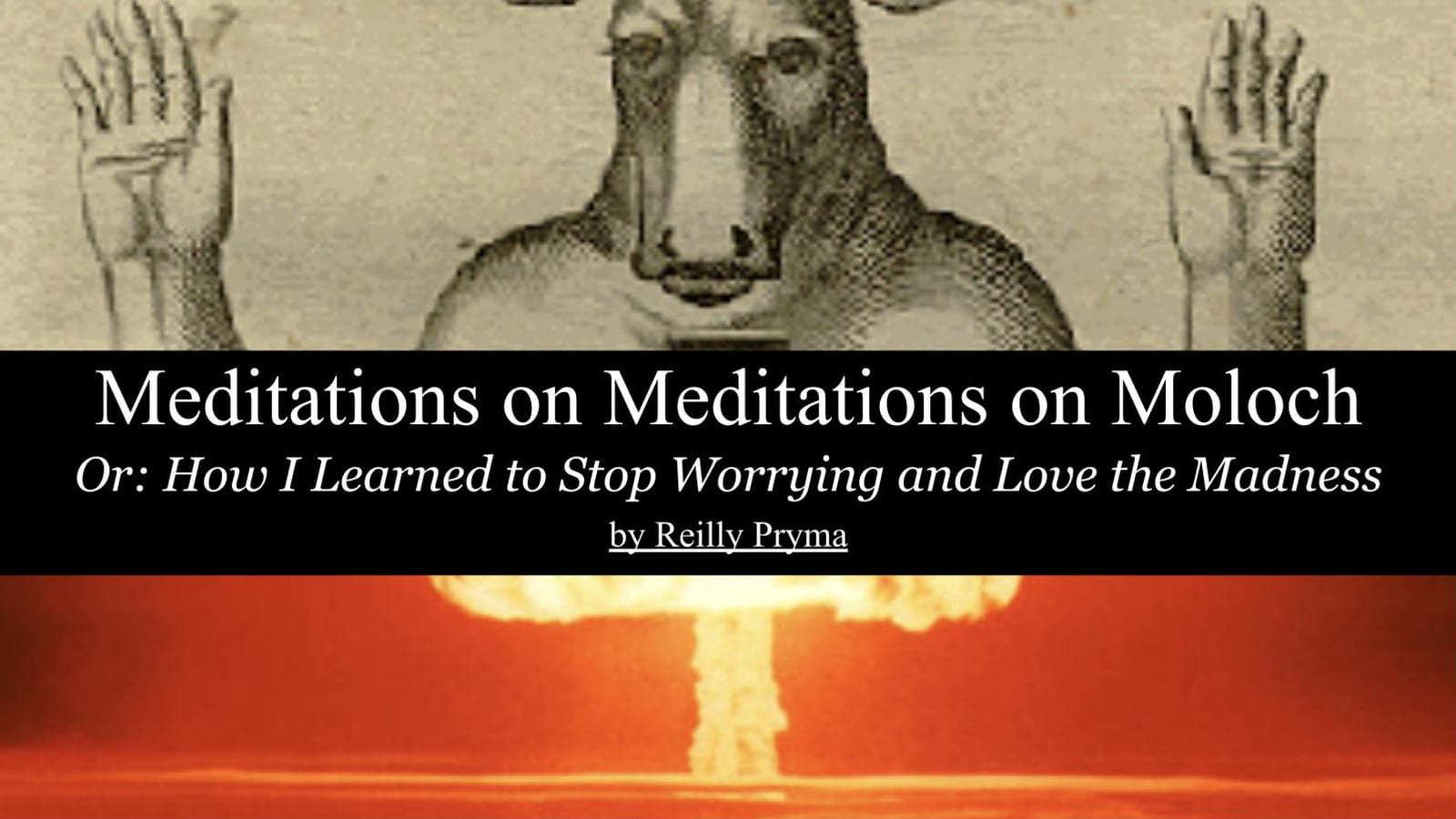 Title slide: Meditations on Meditations on Moloch, by Reilly Pryma